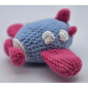 Handmade‎ Crochet Airplane Plush Toy Amigurumi Pink Blue Soft Stuffed